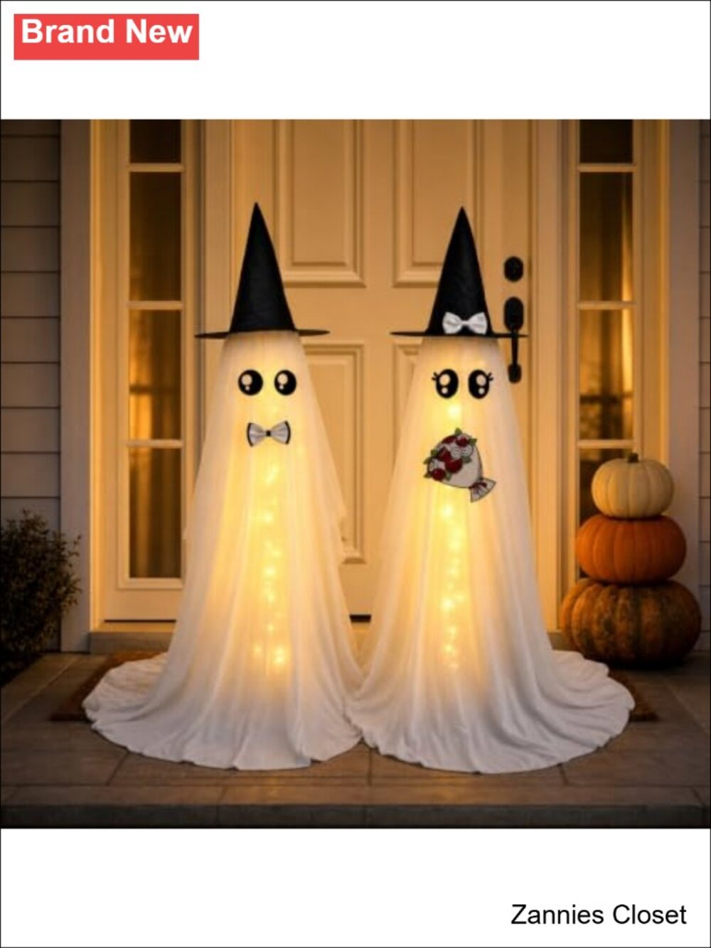 👻 59 in Lighted Halloween Ghost Couple Set of 2 Indoor Porch Decor Standing